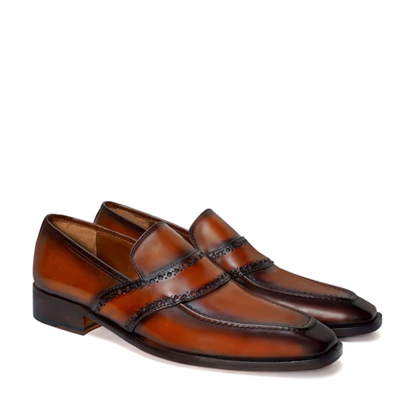 Cognac Slip On Leather Loafers Shoes