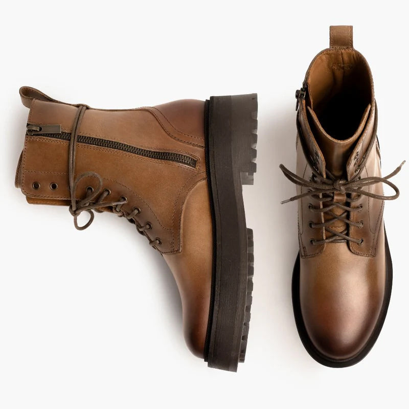 Lace Up Leather High Top Combat Boots