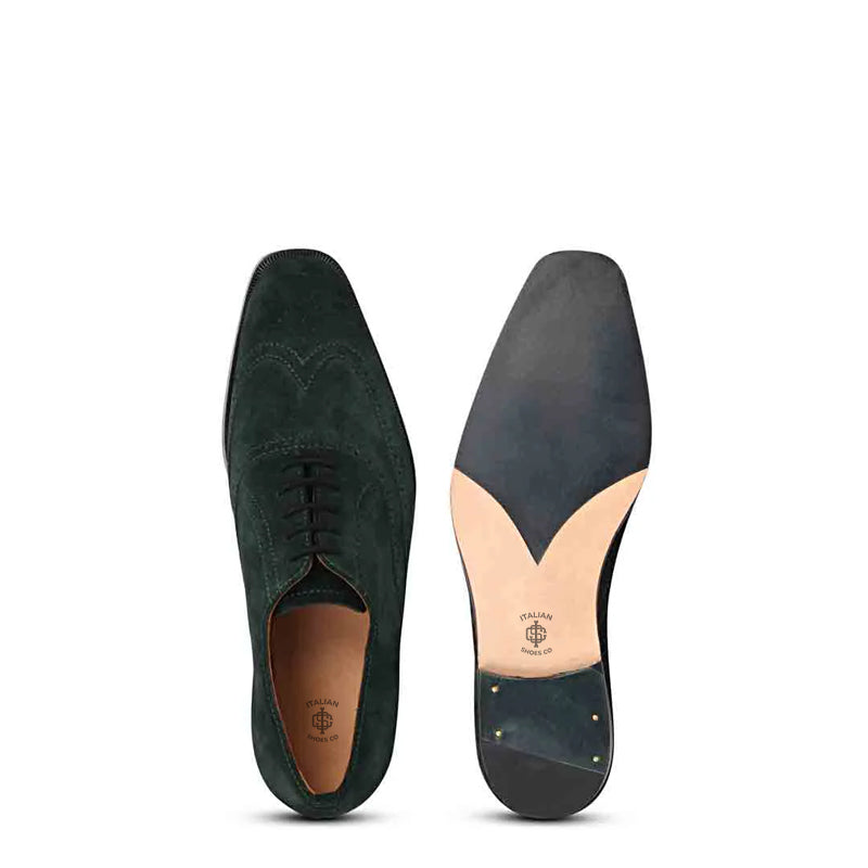 Leather Square Toe Lace Up Brown Wingtip Oxford Shoe