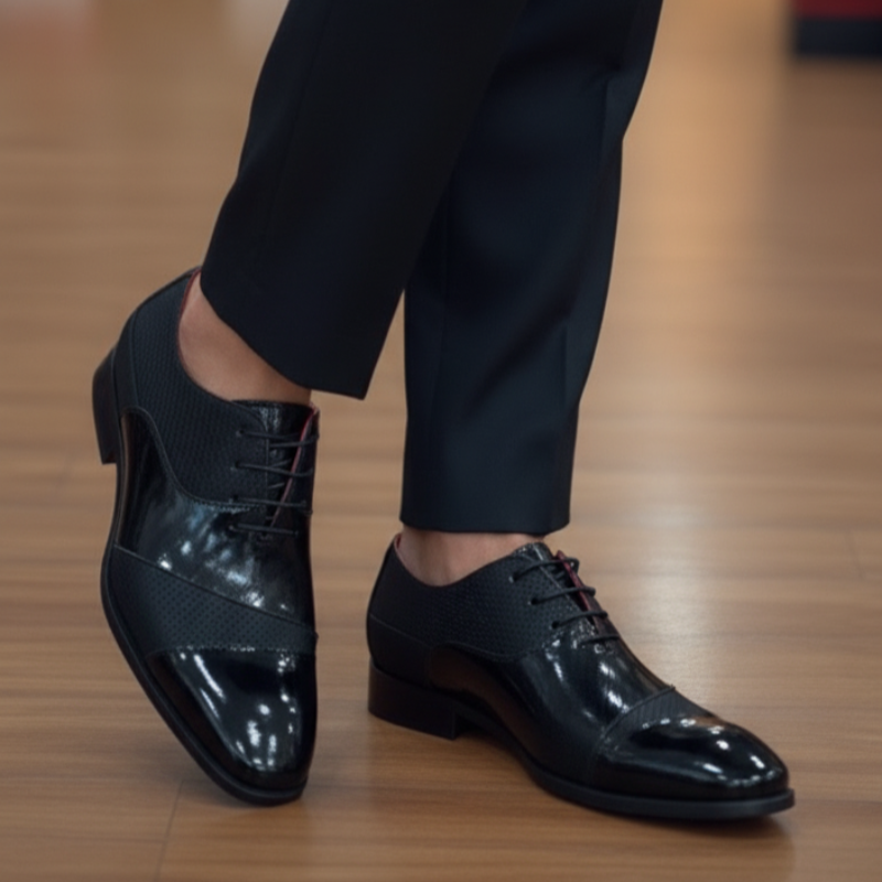 Italian Charm Patent Fabric Cap Toe Oxford Shoes