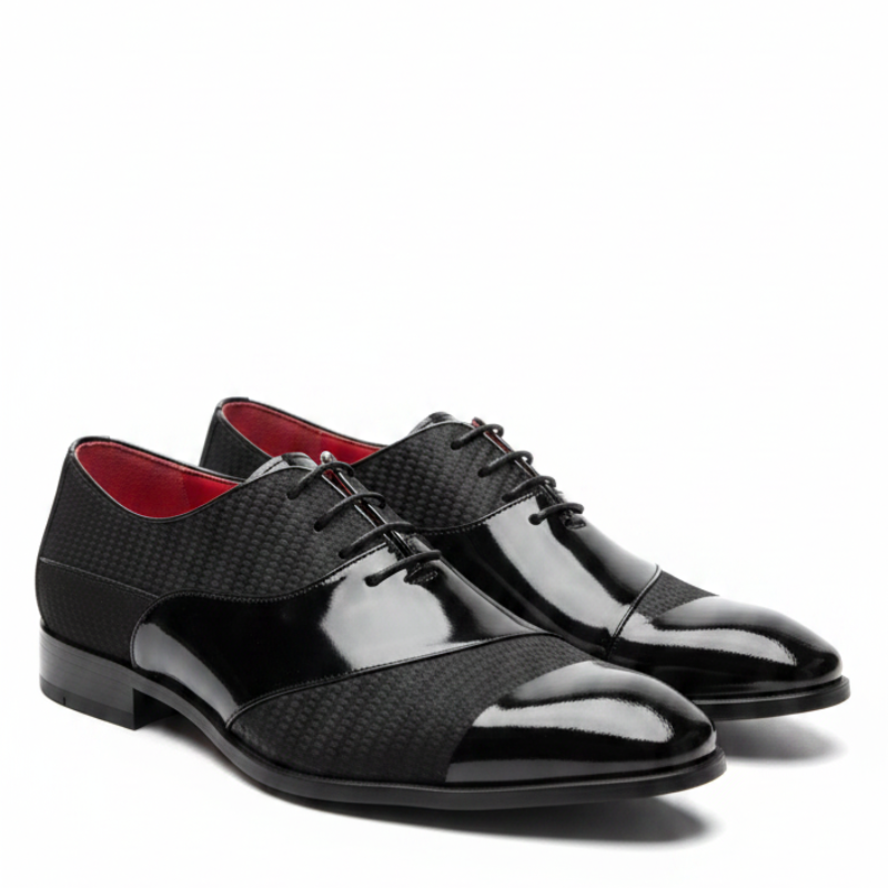 Italian Charm Patent Fabric Cap Toe Oxford Shoes