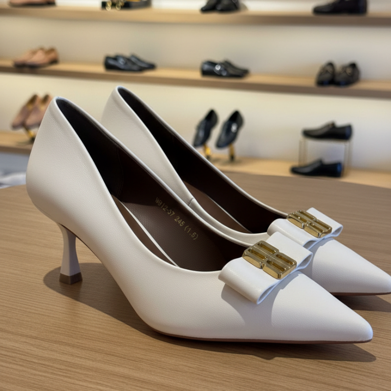 Italian Pointed Closed toe Bow Kitten Heeled