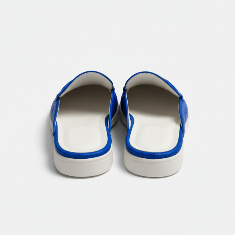 Italian Royal Azure Croc Leather Mule