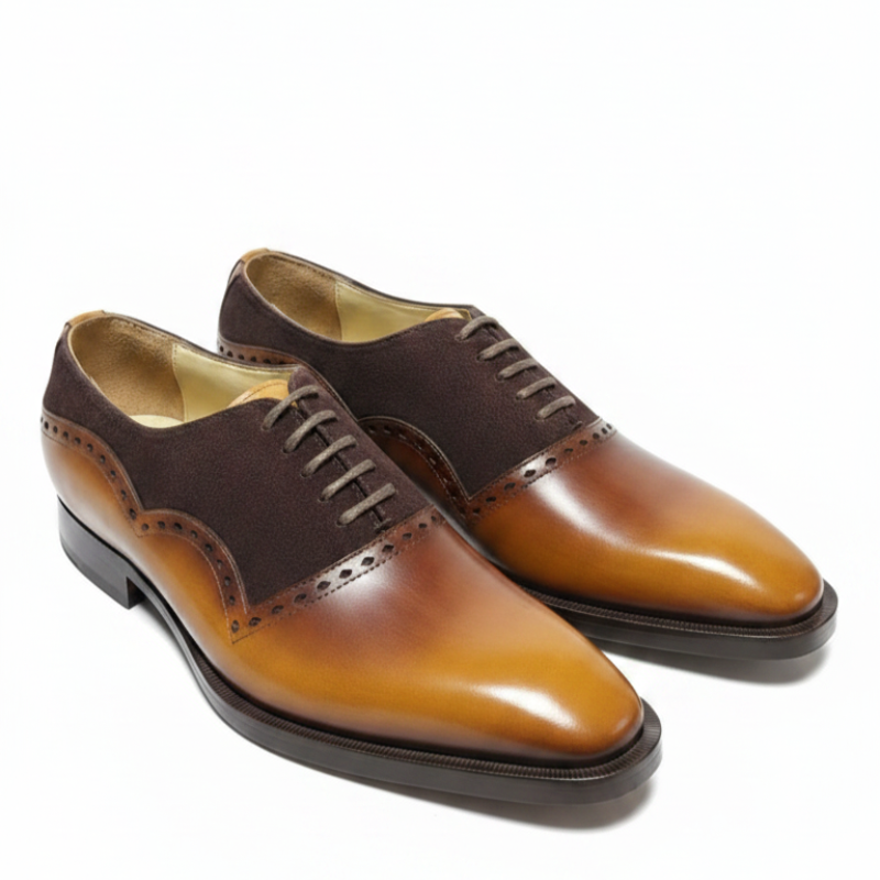 Italian Sepia Luxe Dual Texture Oxford Shoes