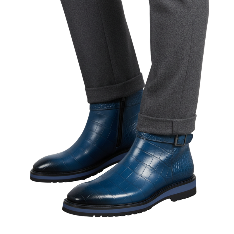 Italian Aristo Croc Texture Ankle Boots