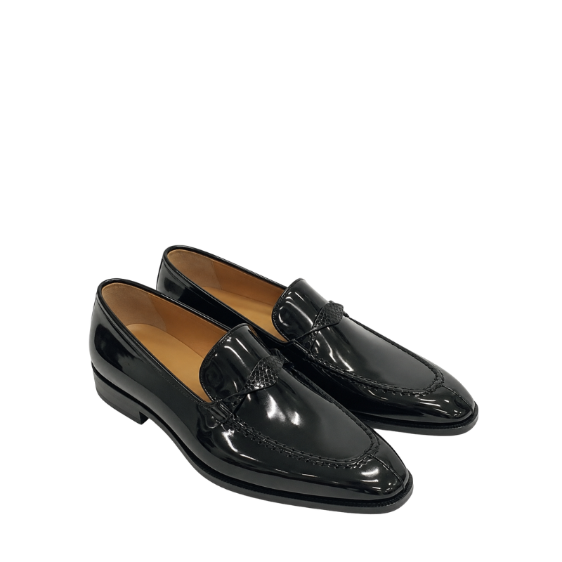 Italian Aura Glossy Classic Leather Loafers