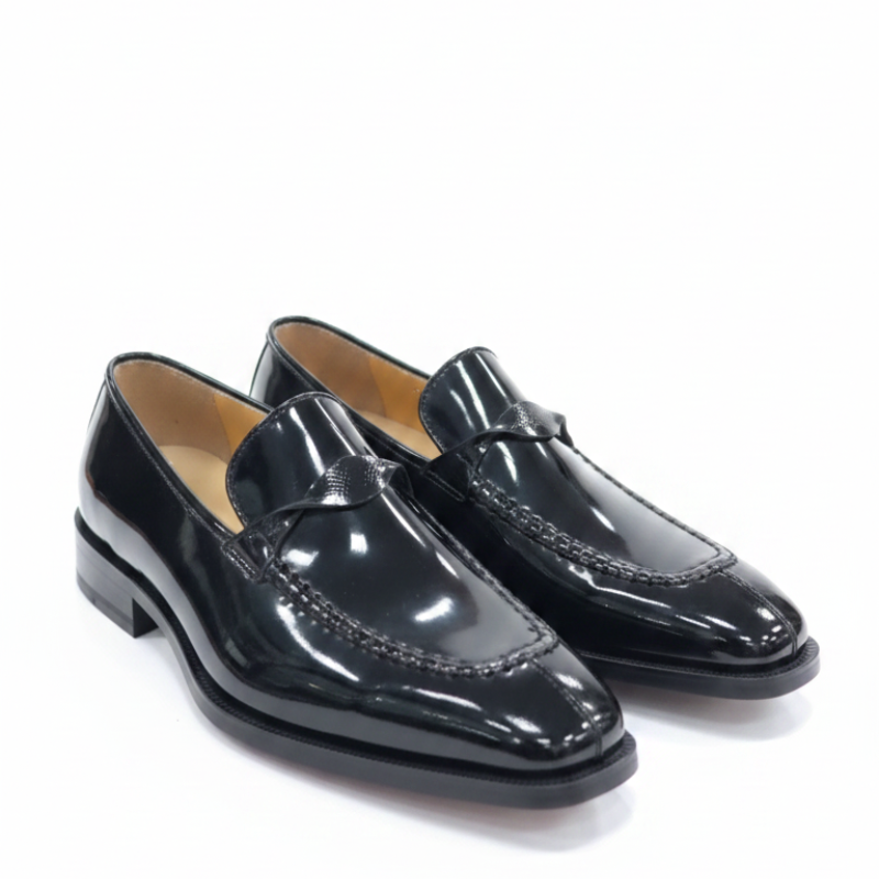 Italian Aura Glossy Classic Leather Loafers