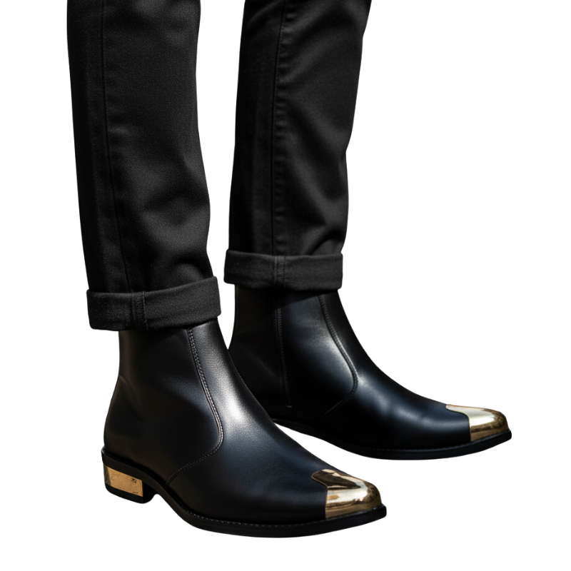 Italian Craft Golden Toe Ankle Boots