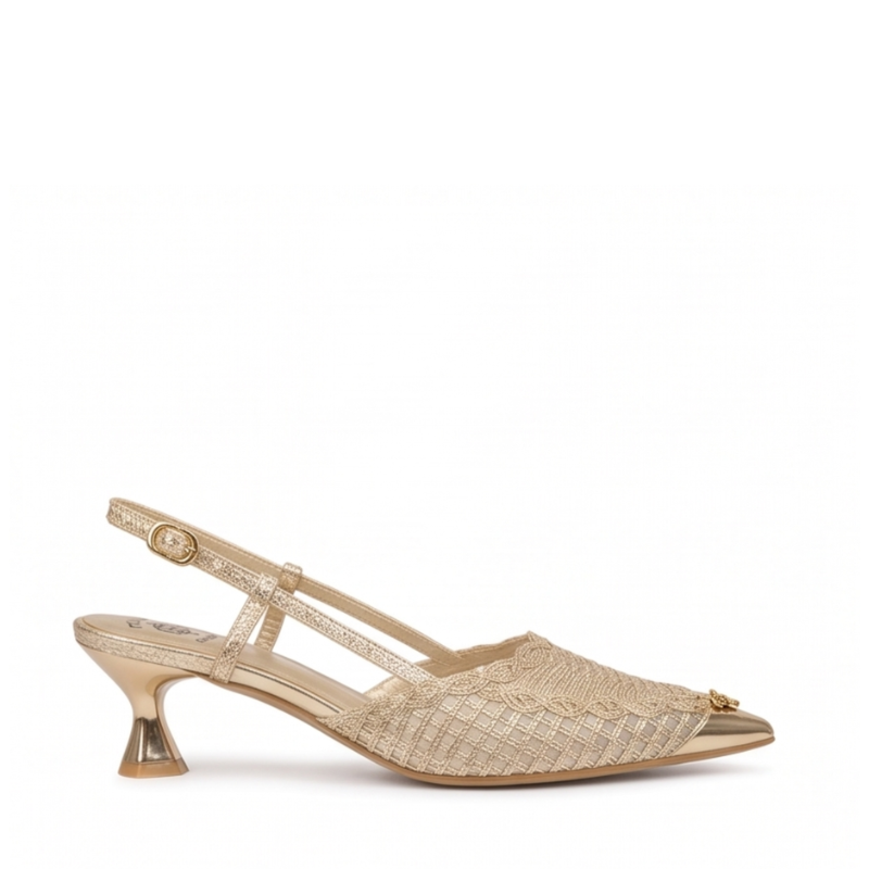 Italian Craft Luxe Pointed Toe Slingback Kitten Heels