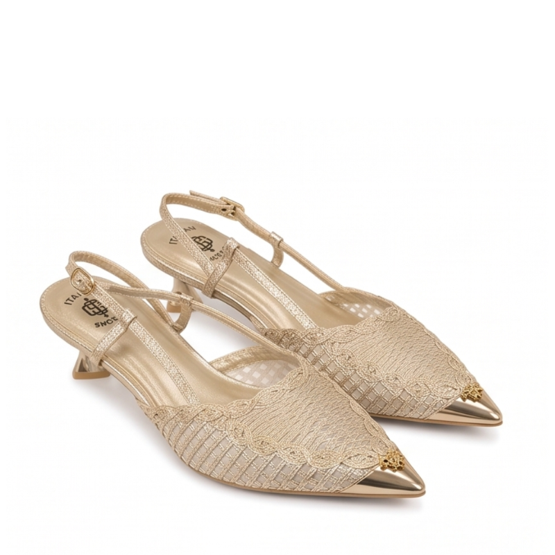 Italian Craft Luxe Pointed Toe Slingback Kitten Heels