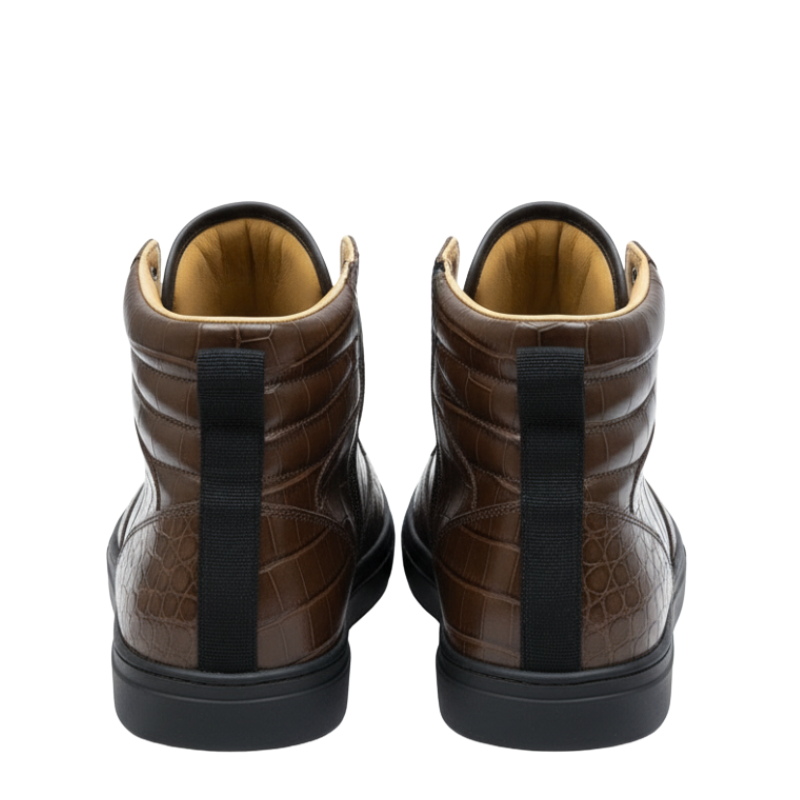 Italian Croc Texture High-Top Sneakers