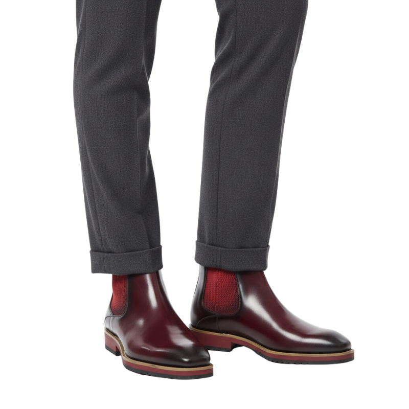 Italian Rouge Polished Chelsea Boots