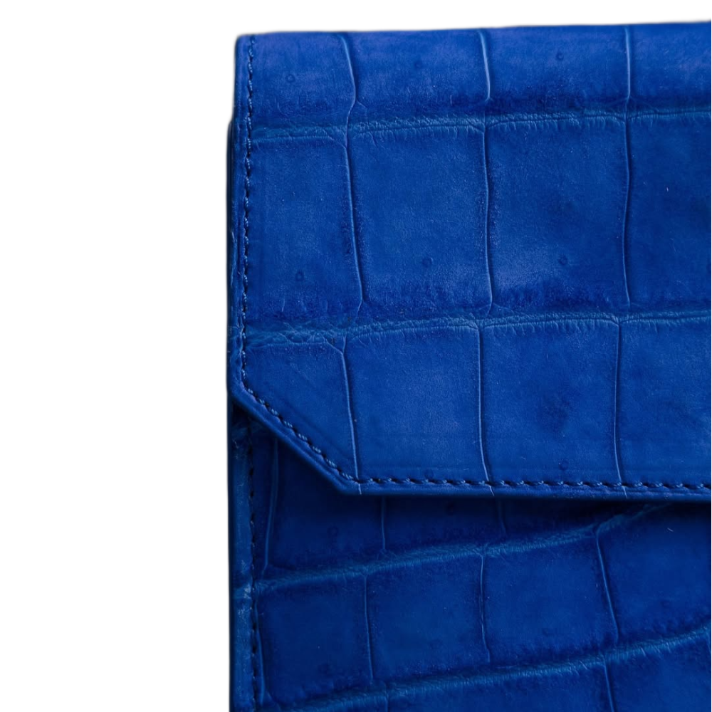 Italian Royal Azure Croc Leather Mule