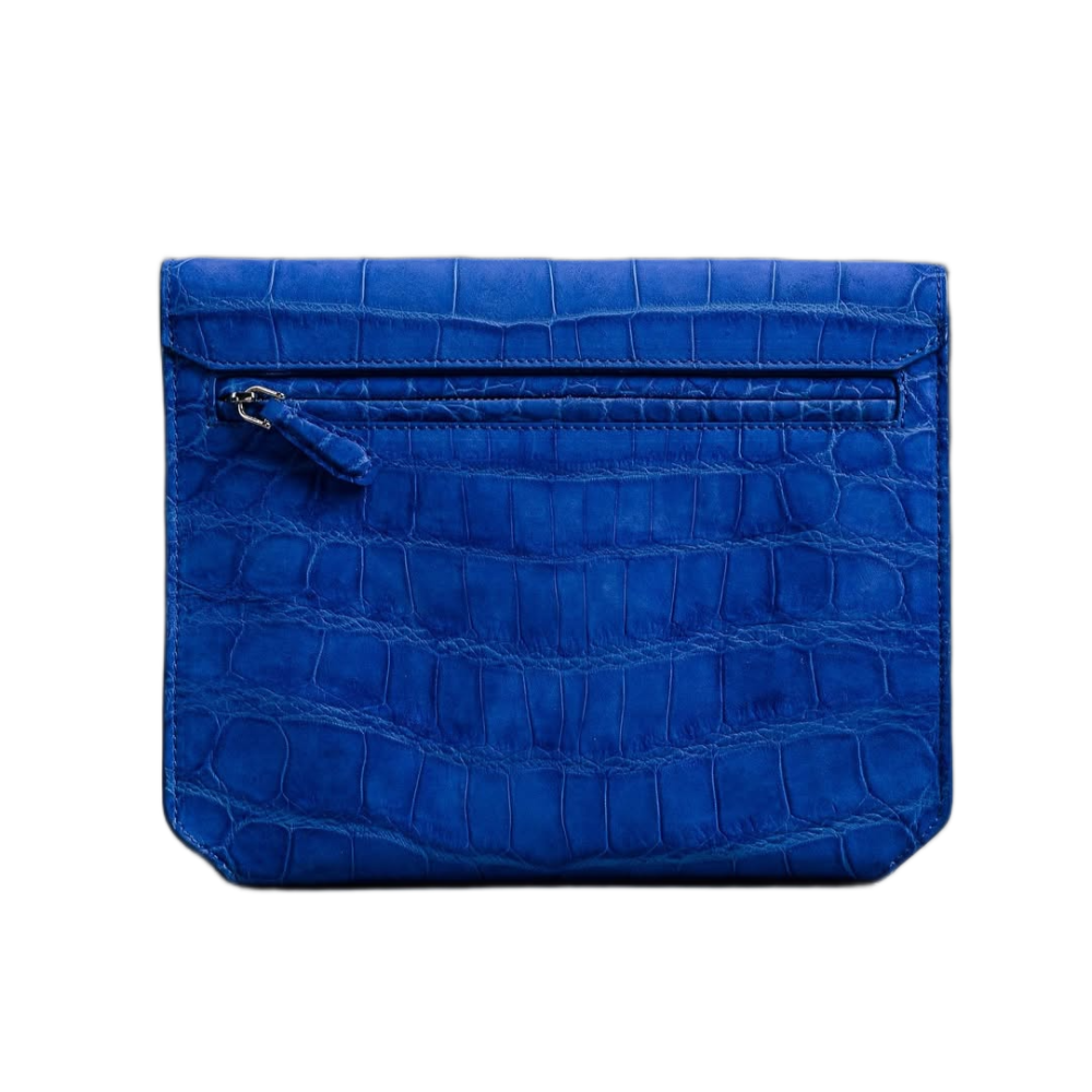 Italian Royal Azure Croc Leather Mule