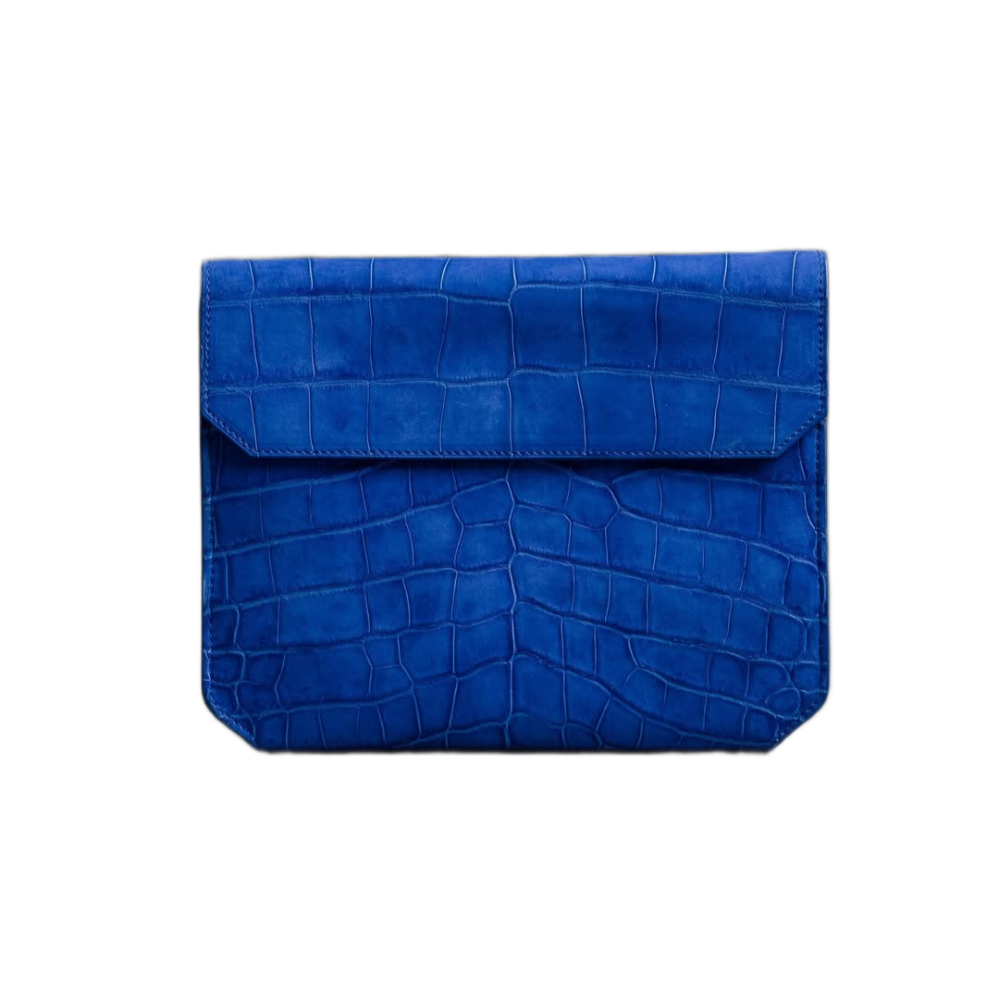 Italian Royal Azure Croc Leather Mule