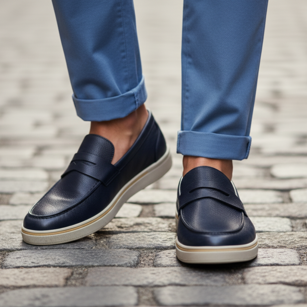 Italian Smooth Penny Loafer with Minimalist Sole Perfection