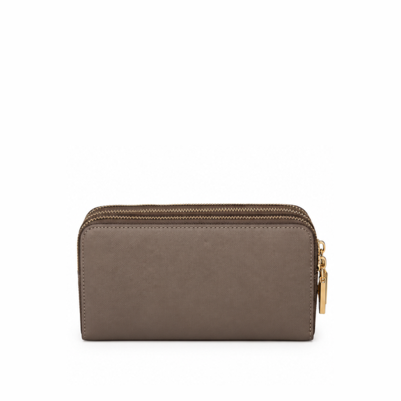 Dual Zipper Luxury Leather Wallet