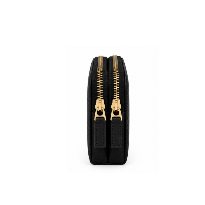 Dual Zipper Luxury Leather Wallet