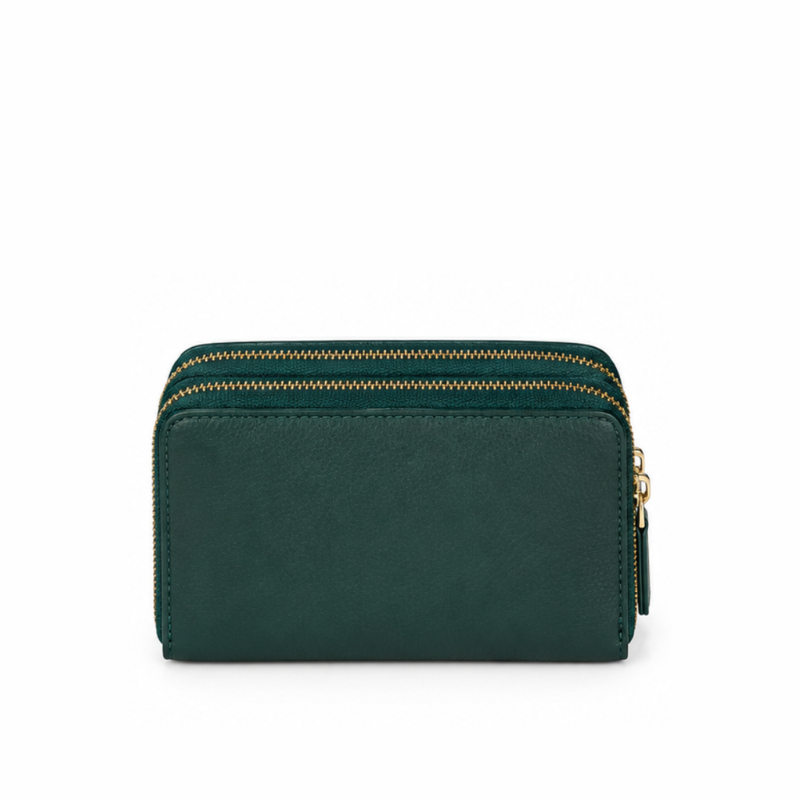 Dual Zipper Luxury Leather Wallet
