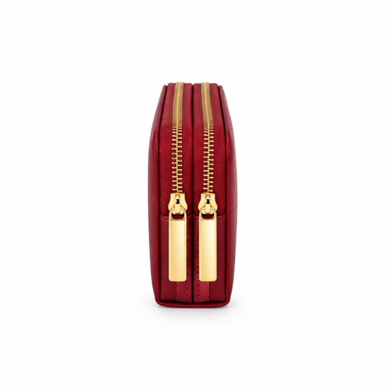 Dual Zipper Luxury Leather Wallet