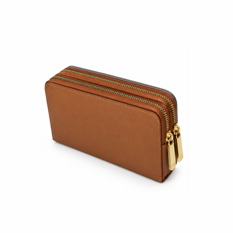 Dual Zipper Luxury Leather Wallet