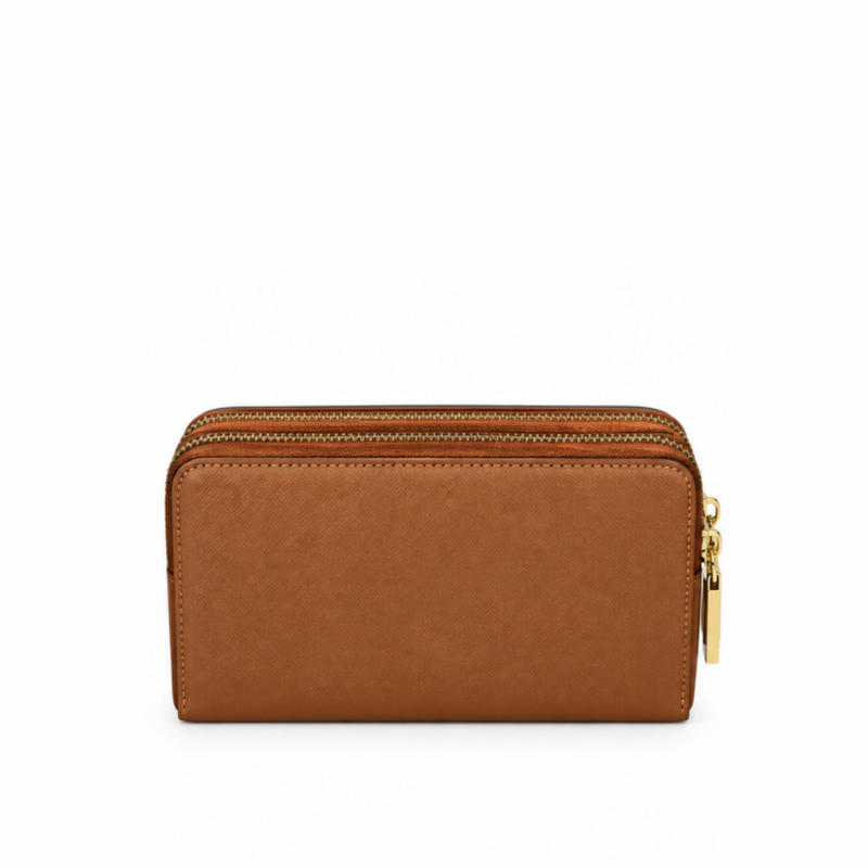 Dual Zipper Luxury Leather Wallet