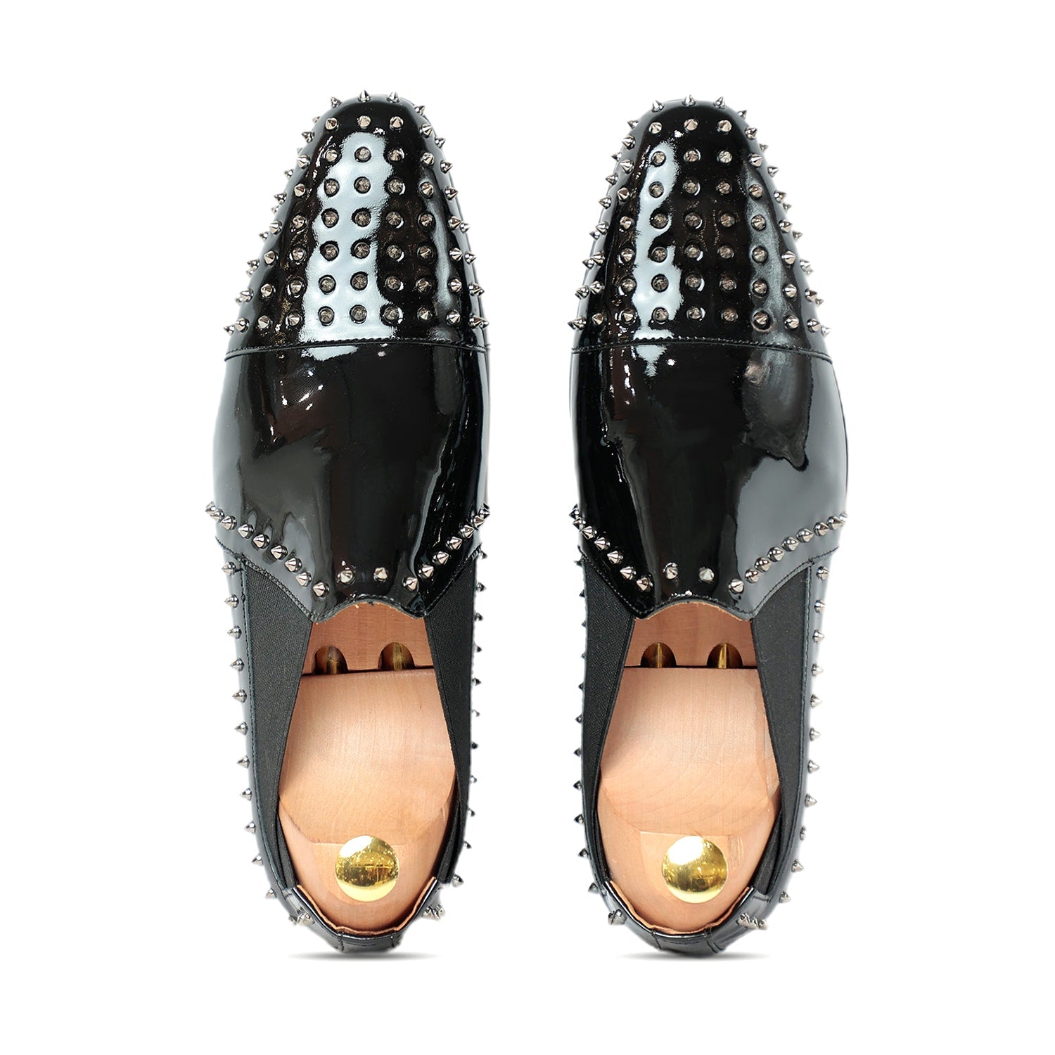 Studded Patent Leather Slip On Loafers