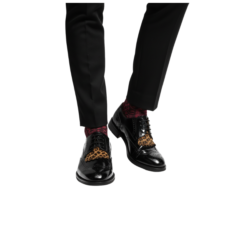 Leopard Accent Patent Oxford Shoes