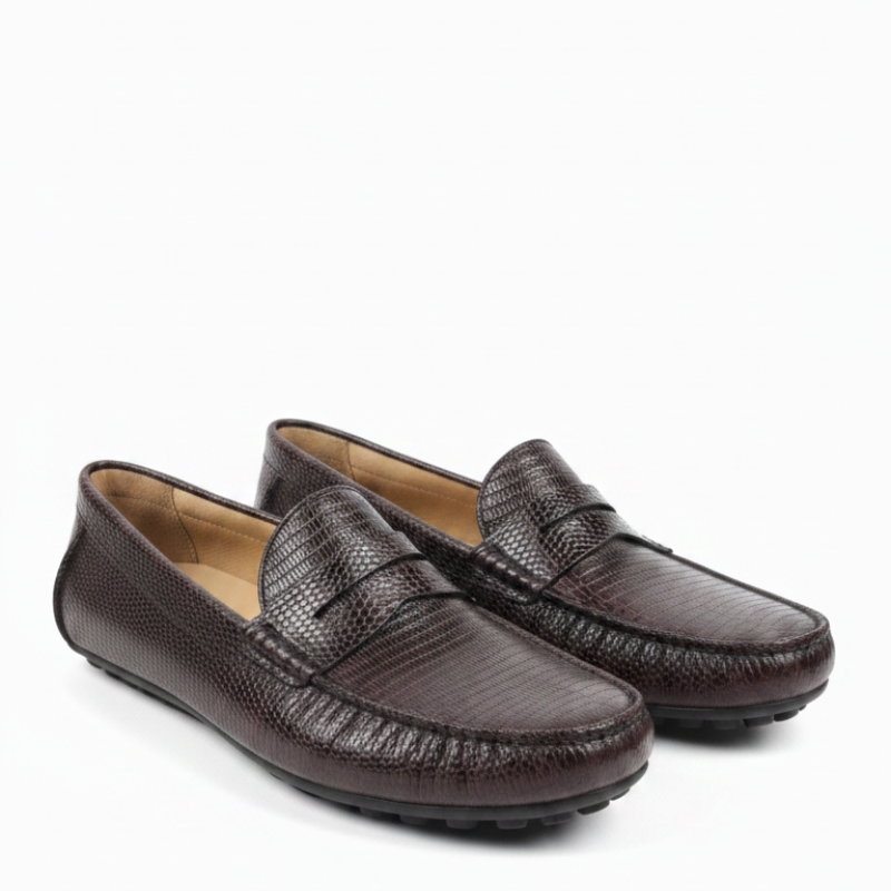 Imperio Lizard Texture Driving Loafers