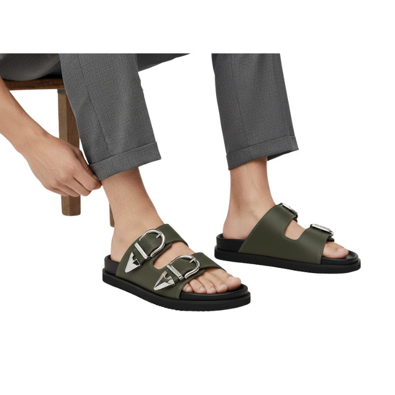 Luxe Streetwear Buckle Sandals in Rugged Sole