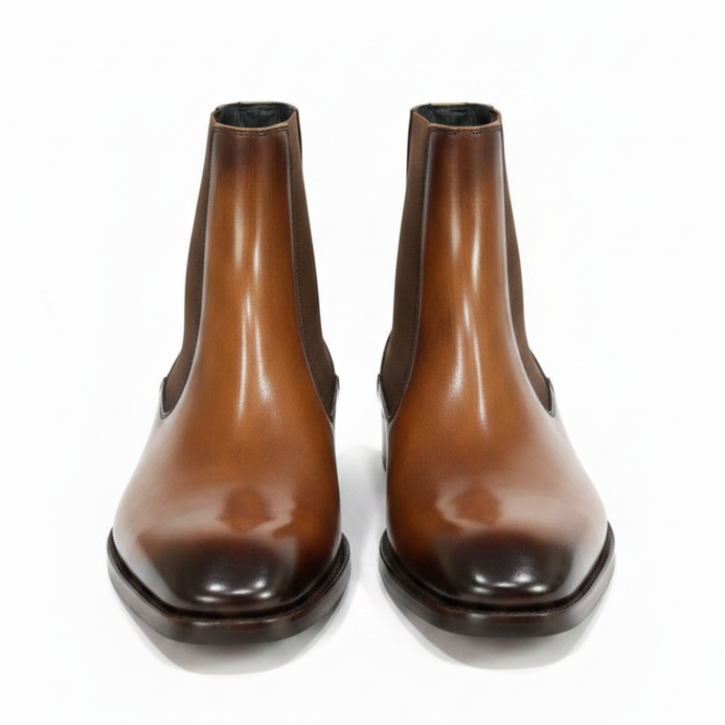 Luxury Polished Italian Leather Chelsea Boots