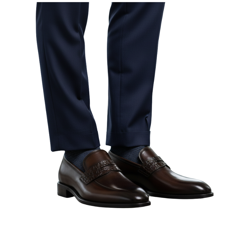 Luxury Elegant Croc Strap Leather Loafers
