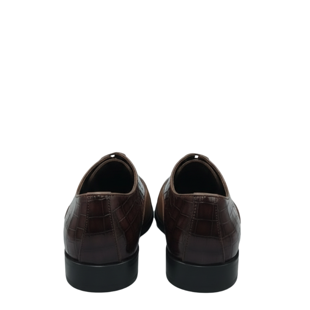 Luxury Italian Croc Panel Cap-Toe Oxfords