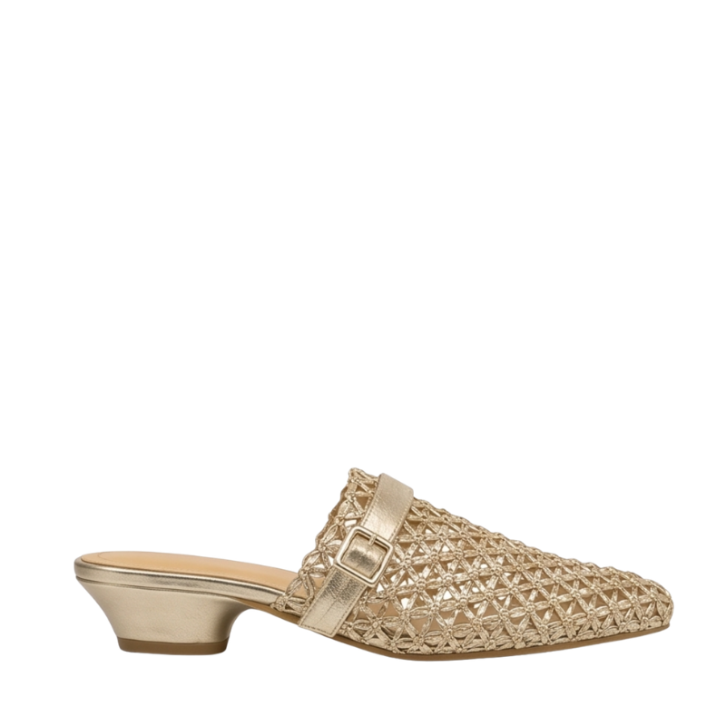 Luxury Metallic Woven Buckle Mule