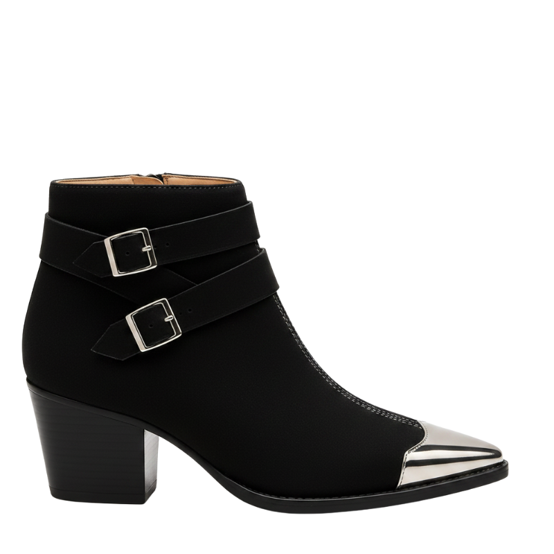 Luxury Midnight Edge Pointed Toe Buckle Ankle Boots