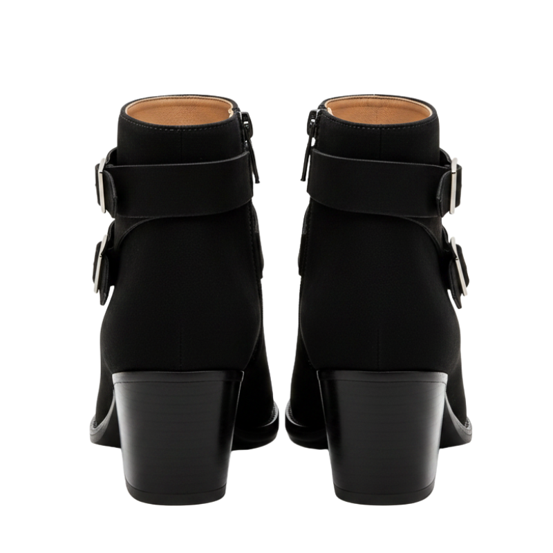 Luxury Midnight Edge Pointed Toe Buckle Ankle Boots