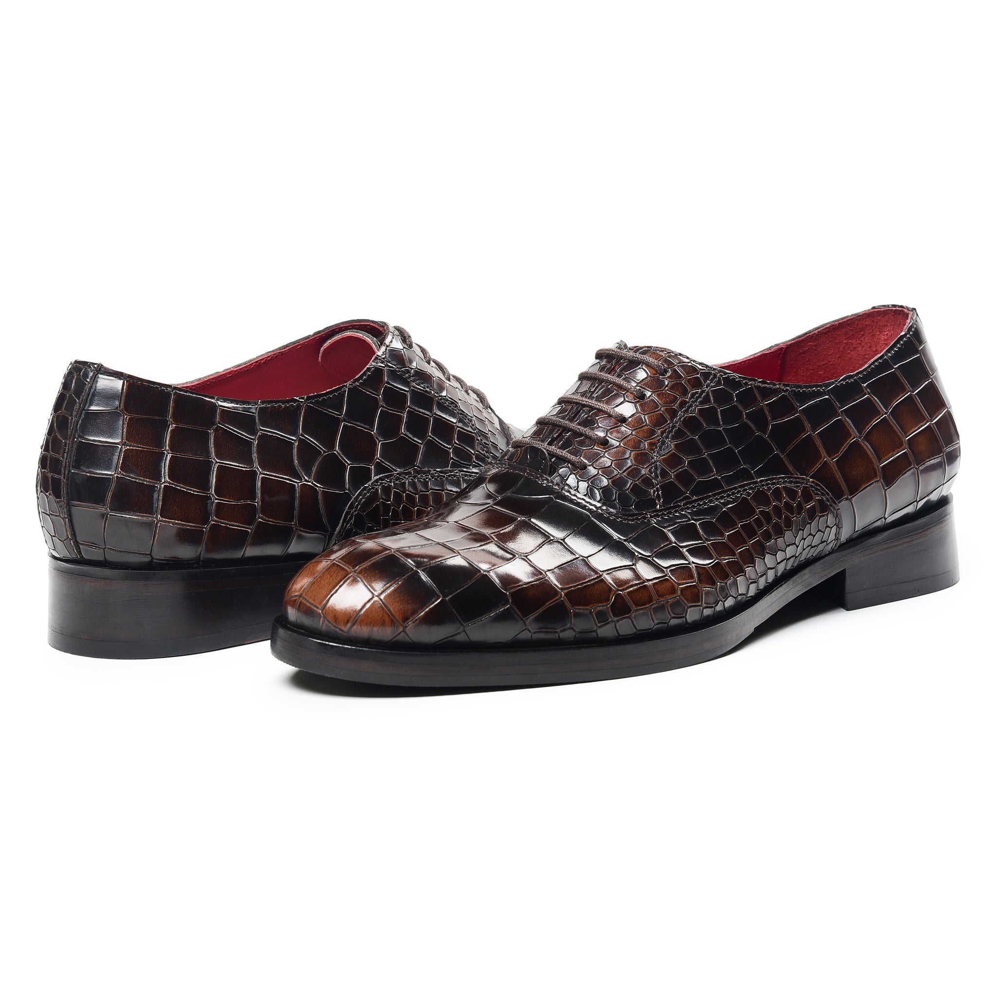 Mahogany Croc Luxe Elegance Oxford