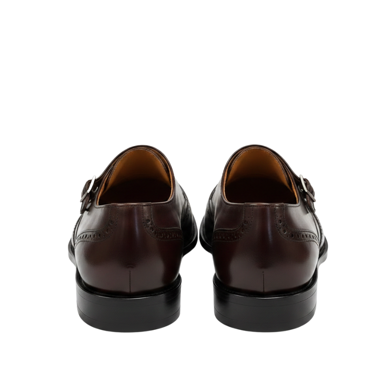 Majestic Finish Brogue Detail Monk Strap Shoes