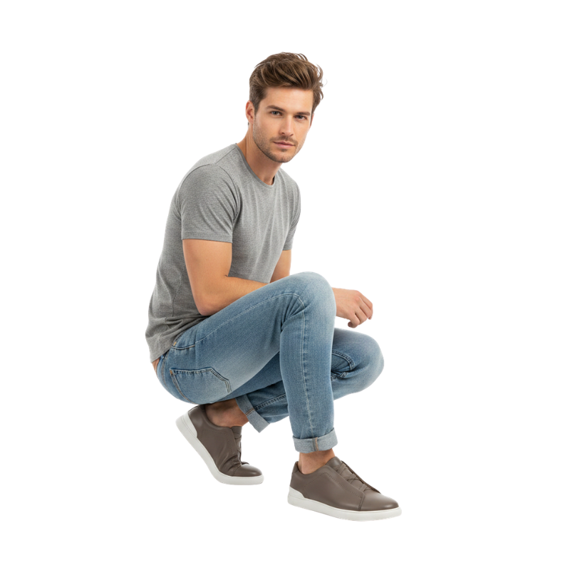 Men Smart Casual Leather Italian Triple Stitch Sneaker