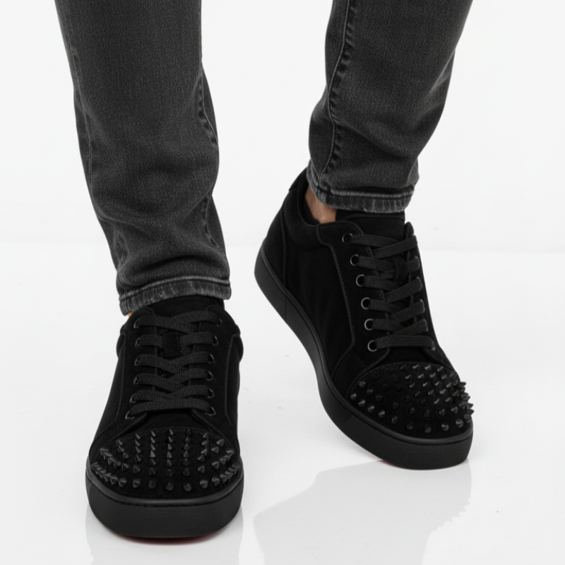 Men Suede Spike Studded Lace Up Sneaker