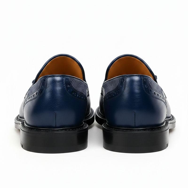 Mens Leather Tassel Loafer with Dual Textured Elegance