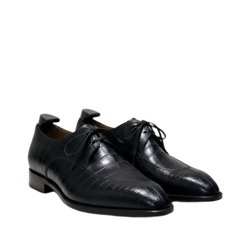Midnight Croc Lace Up Oxford Shoes