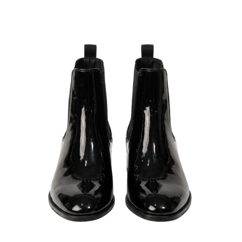 Midnight Elegance Metallic Heel Chelsea Boots