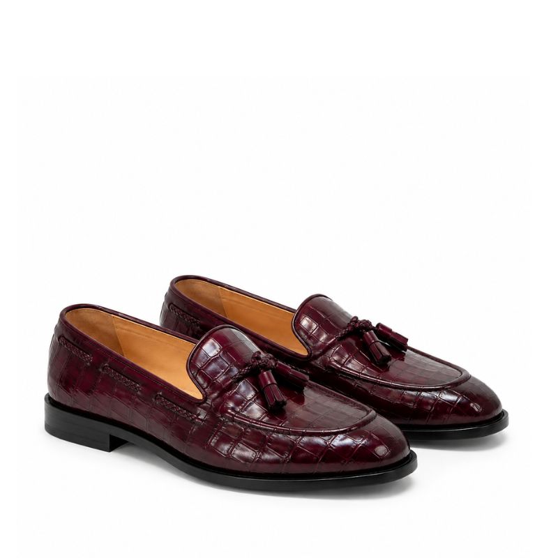 Midnight Croc Tassel Signature Loafers