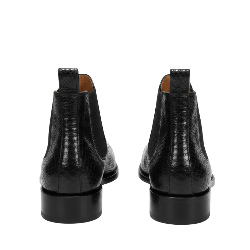 Midnight Italian Snakeskin Luxe Chelsea Boots