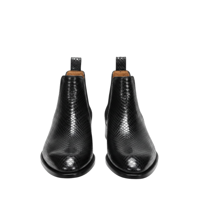 Midnight Italian Snakeskin Luxe Chelsea Boots