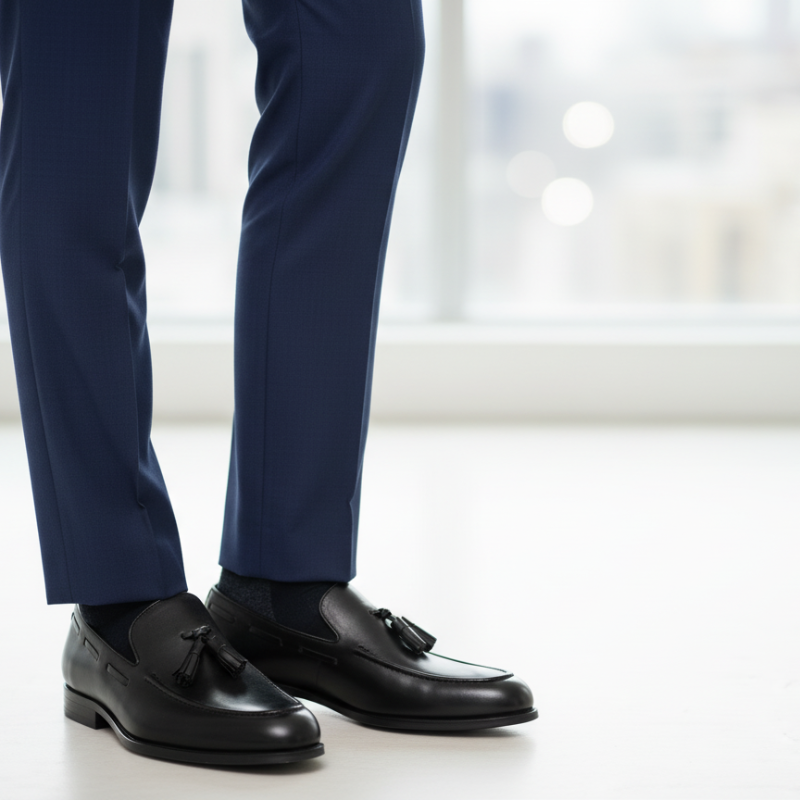 Midnight Tassel Loafer With Italian Elegance