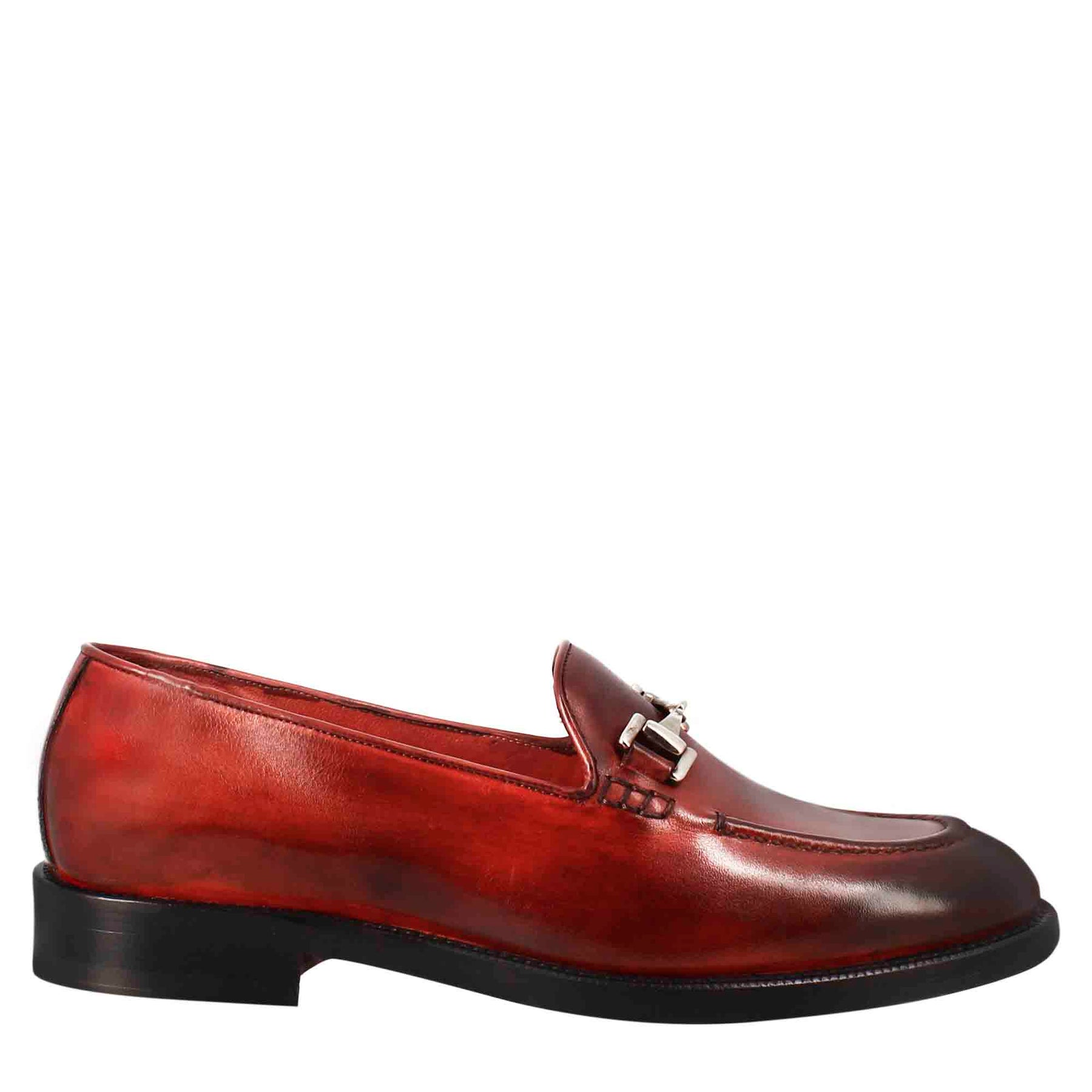 Women's Red Leather Moccasin