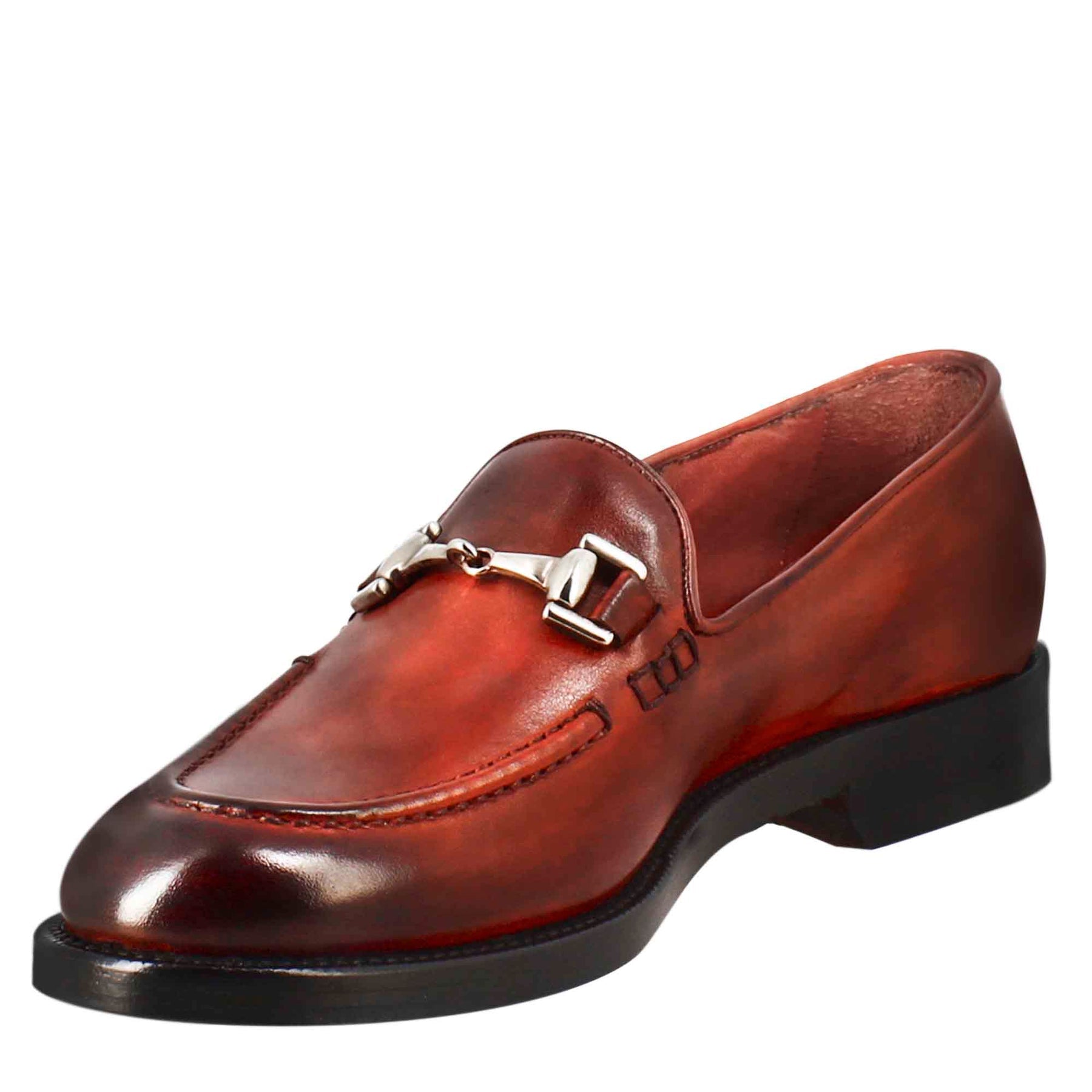 Women's Red Leather Moccasin