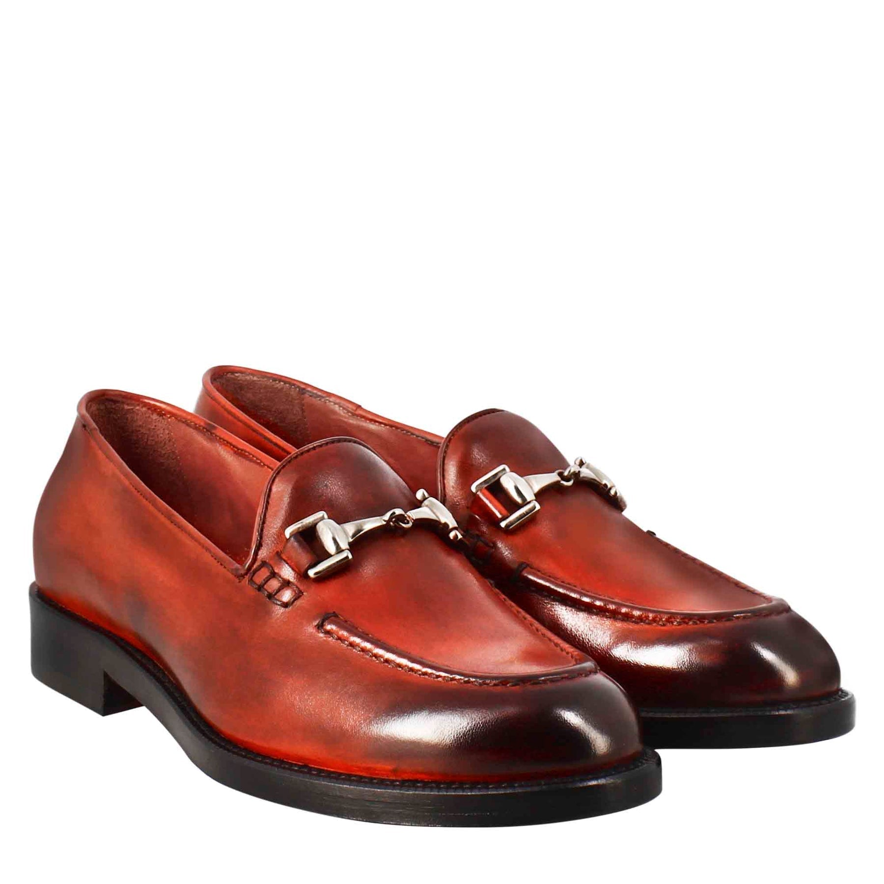 Women's Red Leather Moccasin